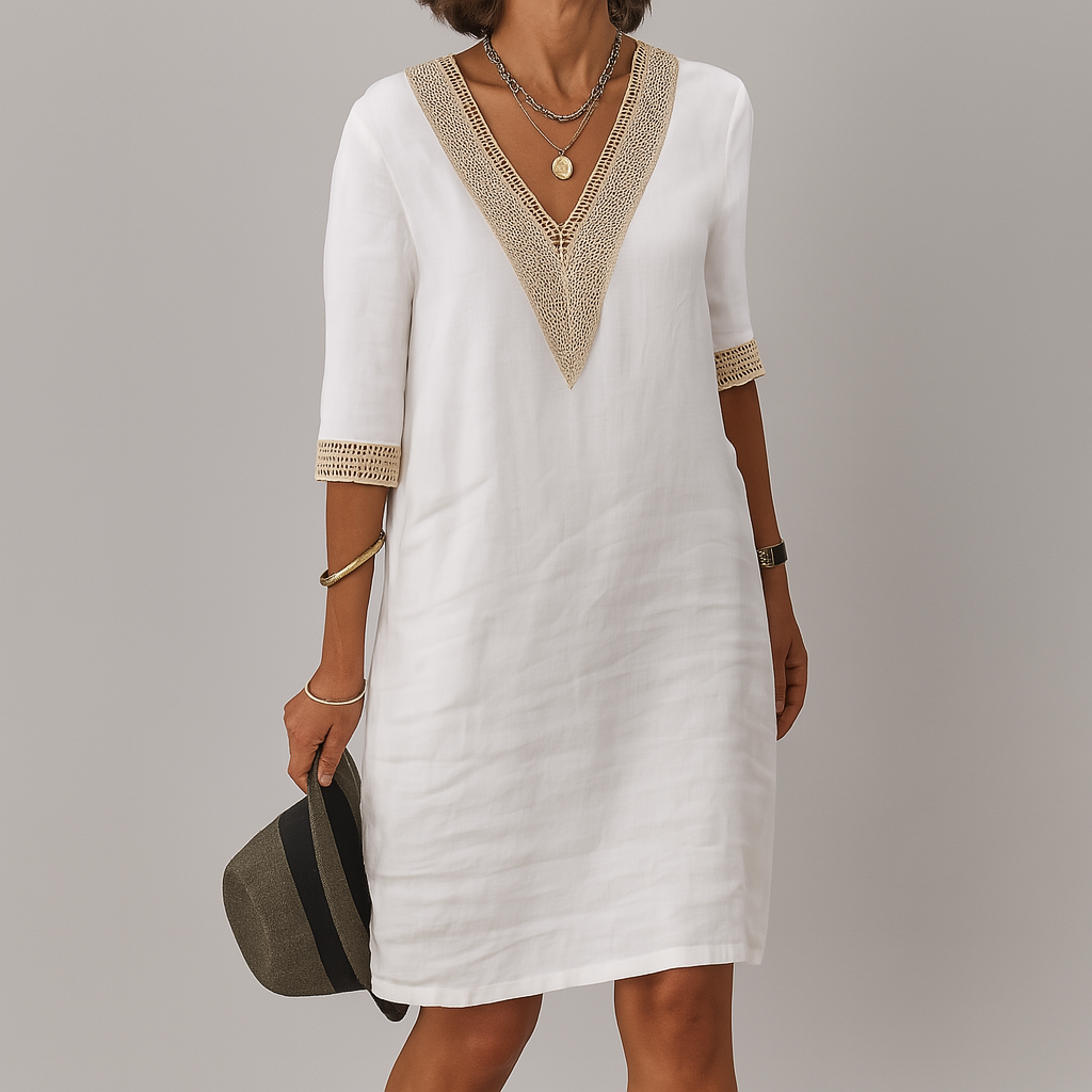 Chic women's summer dress with a relaxed fit, an elegant choice for warm weather fashion and vacation style.