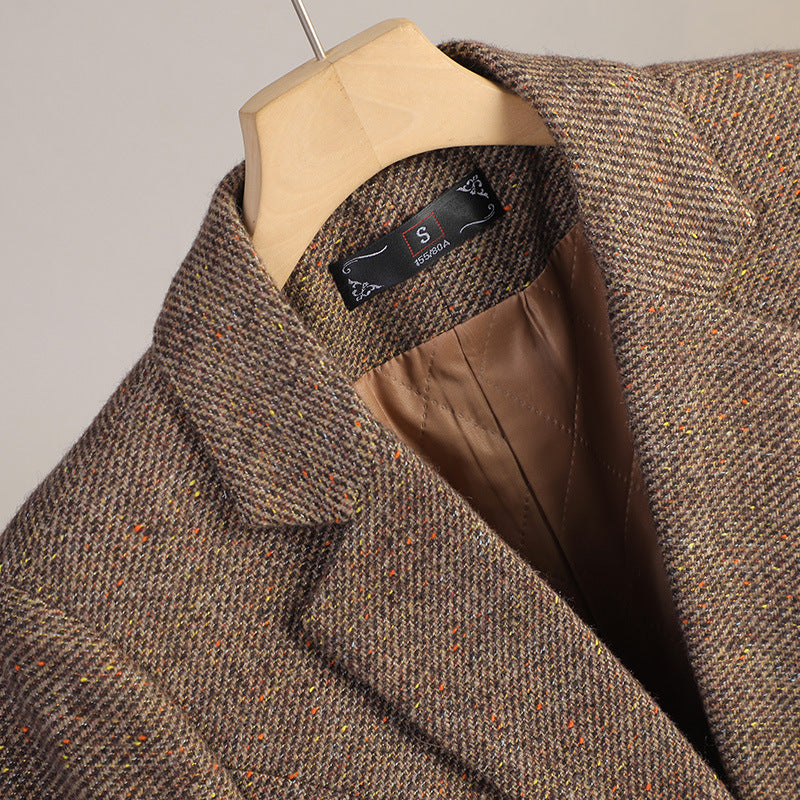 Professional women's blazer, a tailored wool blend tweed jacket for elegant and stylish outerwear