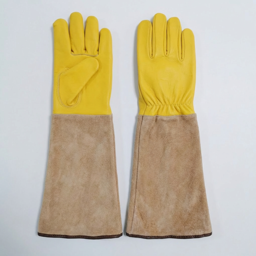 Unisex extended protection gardening gloves, durable for yard work, planting & pruning. Long protective hide work gloves.