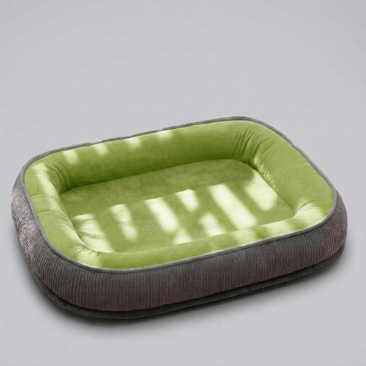 Comfortable suede pet bed, scratch-resistant & durable, designed for large dogs. Washable for easy care & longevity.