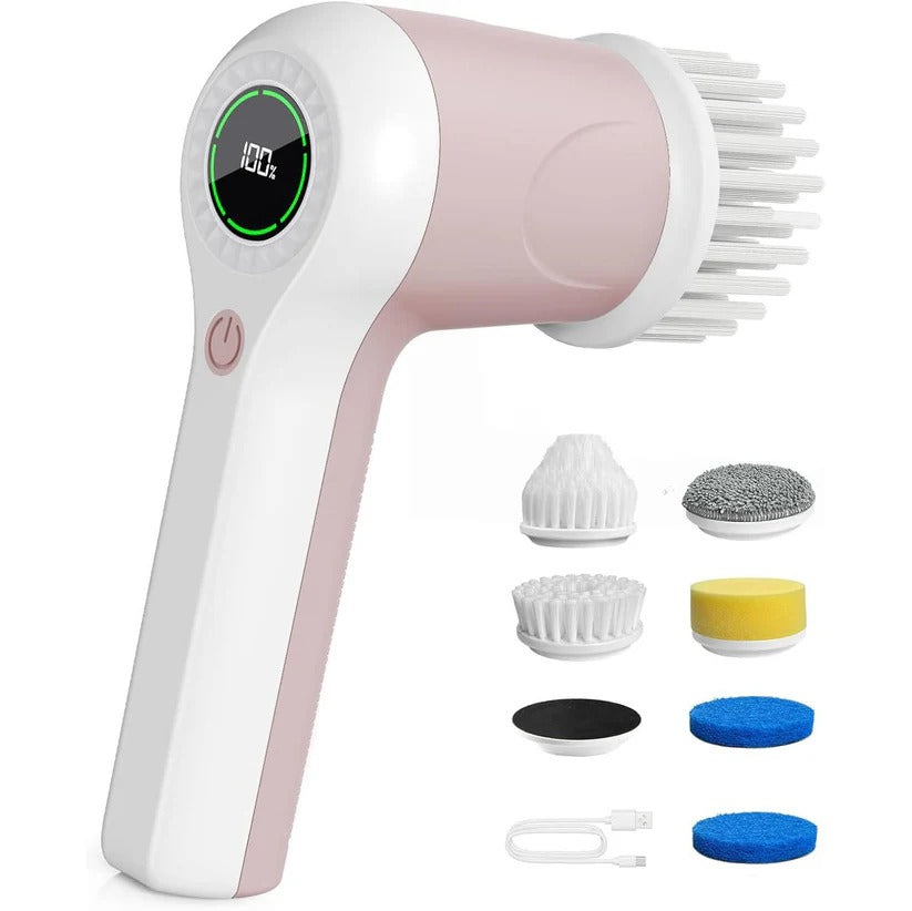 Powerful electric spin scrubber, cordless design for effective bathroom & kitchen tile grout cleaning.