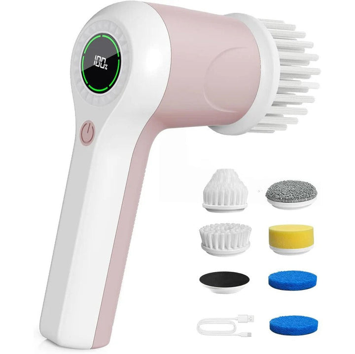 Powerful electric spin scrubber, cordless design for effective bathroom & kitchen tile grout cleaning.