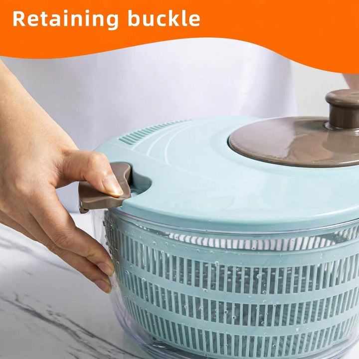 Ergonomic vegetable spinner for washing lettuce, herbs & fruits, ensuring dry, crisp greens every time.
