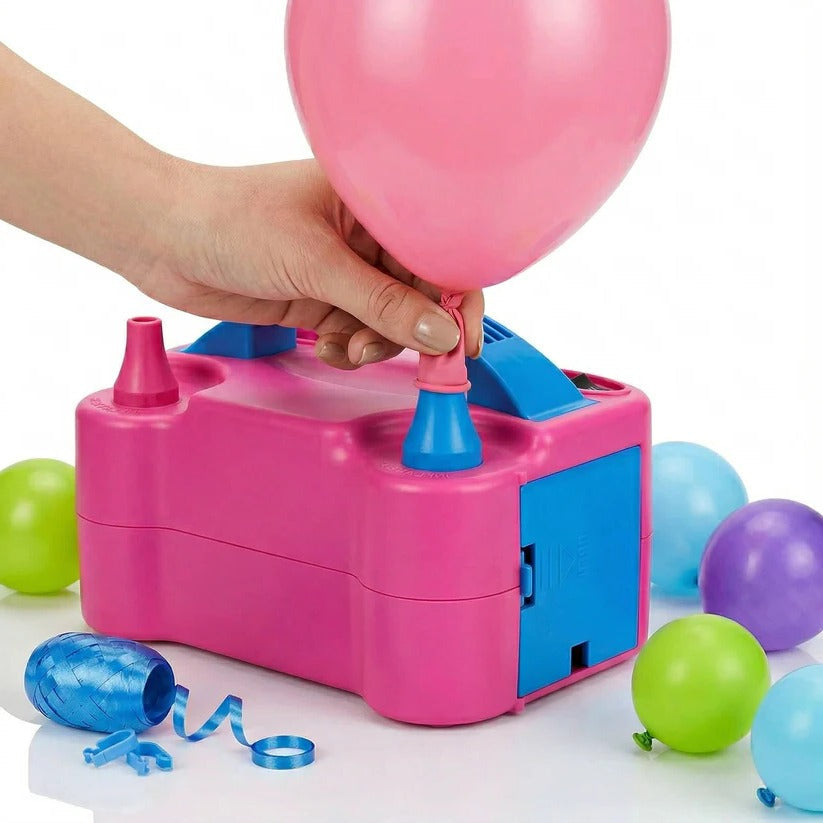600W electric balloon inflator pump with dual nozzles for fast, efficient party decorations & event setup.