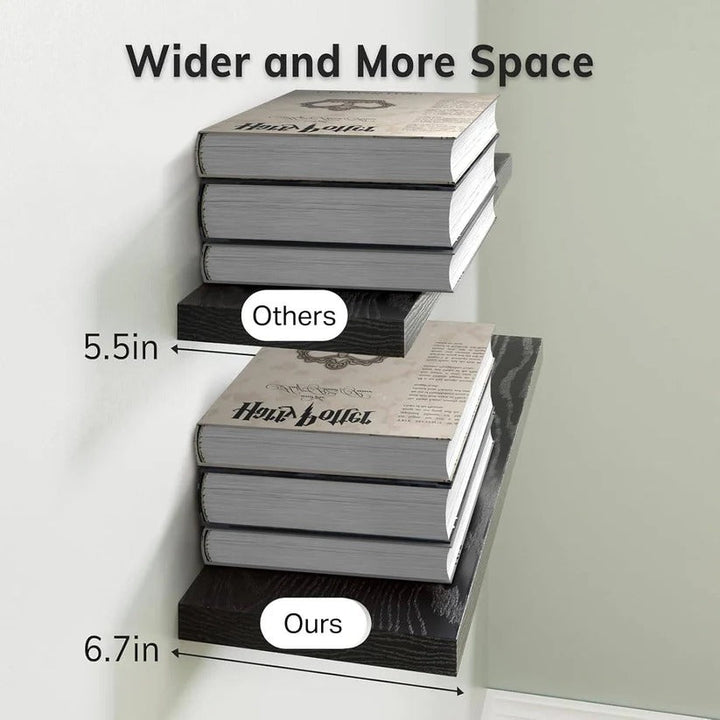 Engineered wood rustic wall shelves, versatile for bathroom, kitchen, or bedroom storage.