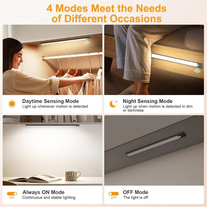 Convenient smart lighting: Rechargeable, dimmable motion sensor under cabinet LED lights (set of 2).