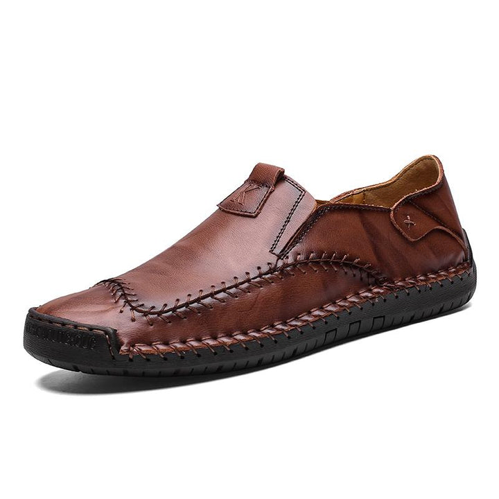 Men's comfort shoes: durable genuine leather, hand-stitched, with a shock-absorbing soft sole