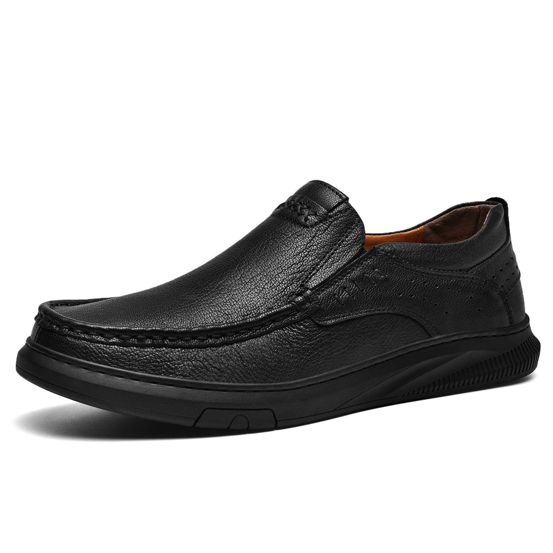Close-up of men's leather loafer, showcasing the quality and craftsmanship