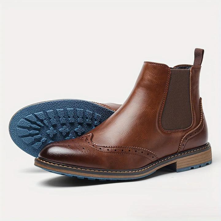 Comfortable & durable men's slip-on Chelsea boots, crafted from high-quality leather for enduring style.