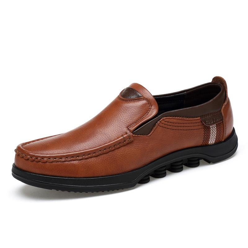 Men's faux leather slip-on loafers, combining function with fashion.