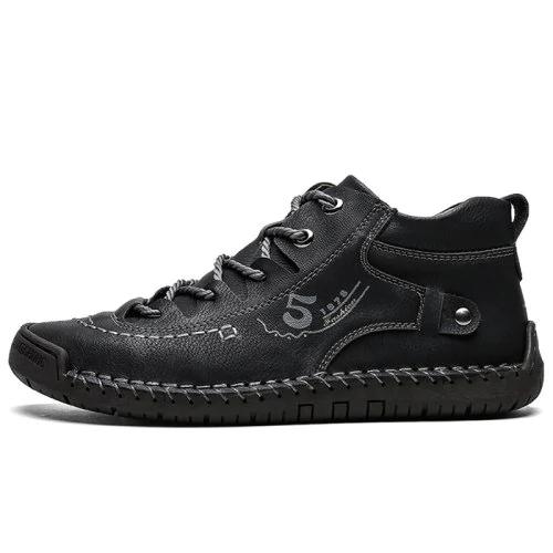 Men's slip-resistant leather shoes, large size, breathable, designed for outdoor comfort