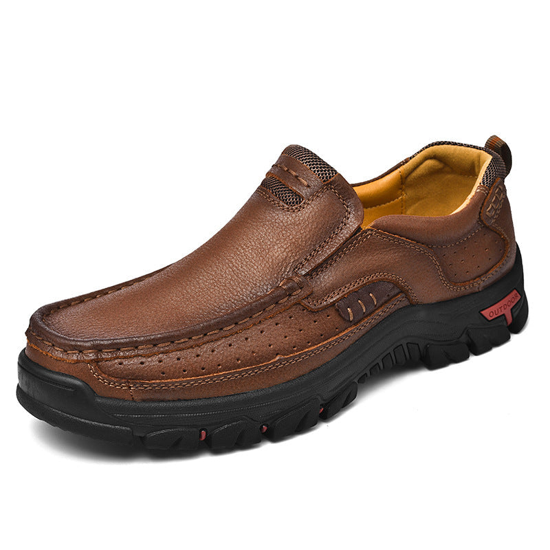 Men's Orthopedic Comfort Transition Boots, black leather, side view, offering foot support & pain relief