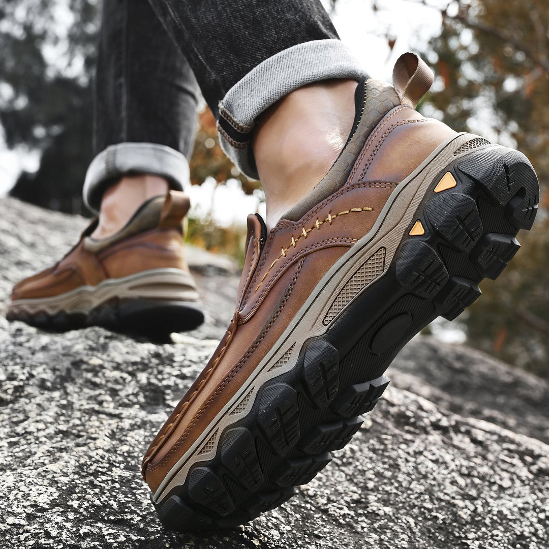 Perfect men's orthopedic leather slip-on walking shoes for comfortable, everyday wear