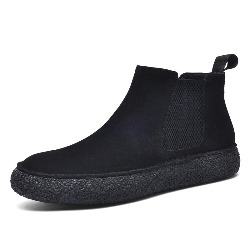 Close-up of the textured suede on men's retro orthopedic casual shoes