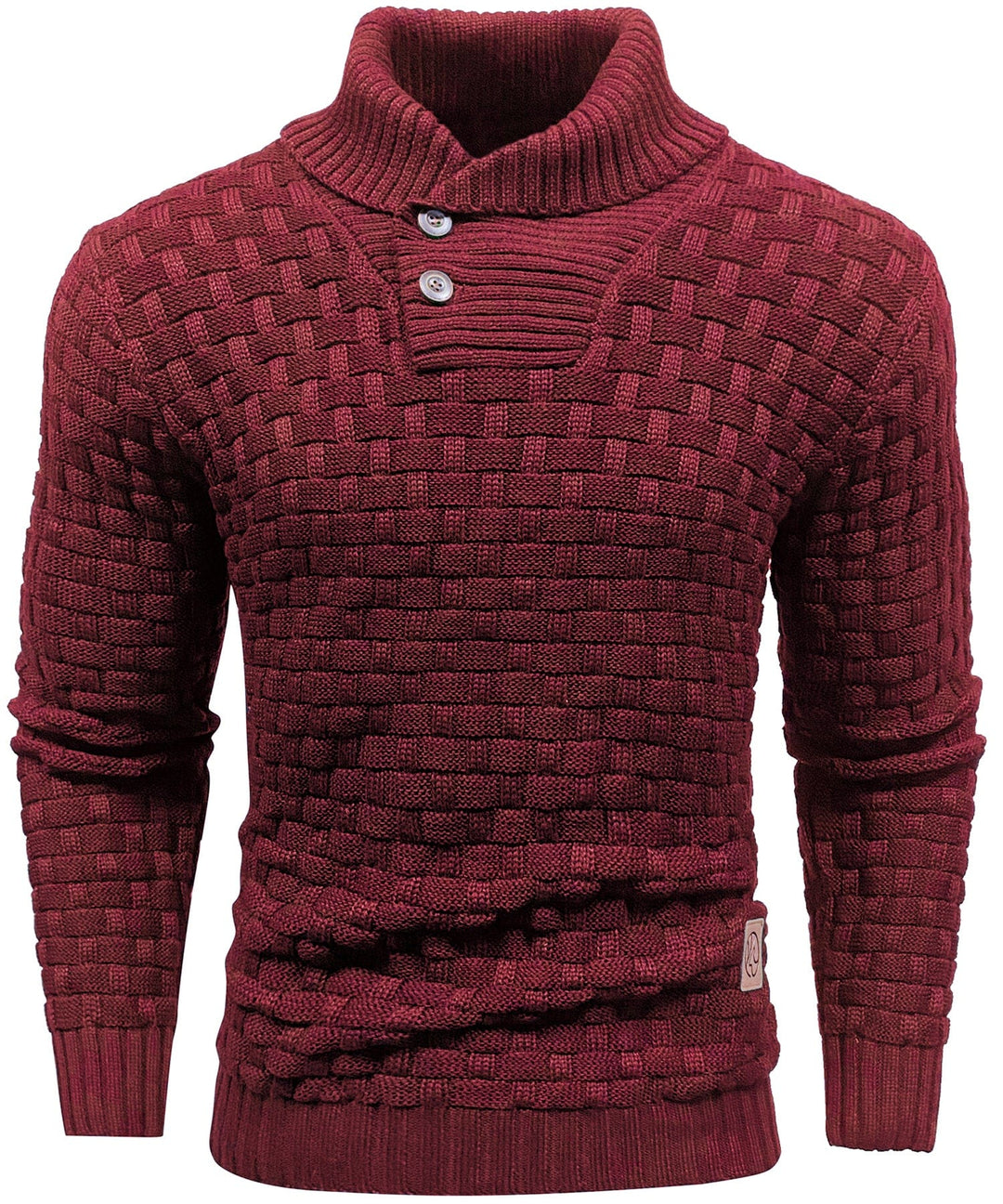 Relaxed fit men's crew neck pullover, ribbed knit texture, essential winter top