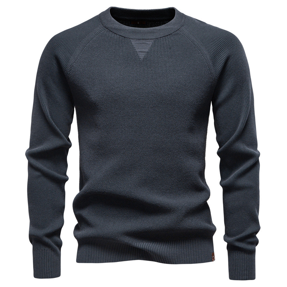 Men's Verona Waffle Knit Pullover Sweater in classic black for casual winter fashion.