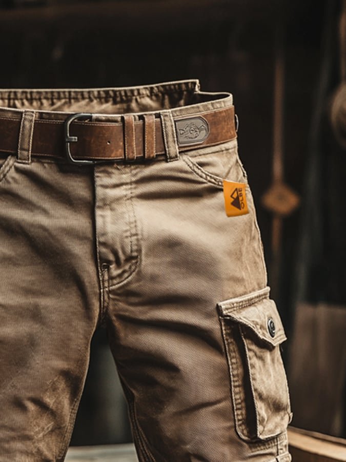 Vintage-style men's cargo shorts, rugged and comfortable. Durable cotton fabric, perfect casual summer wear.