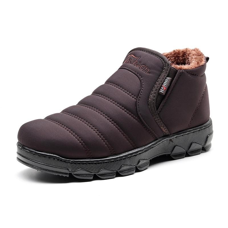 Men's warm winter footwear: black waterproof boots with a comfortable velvet lining and sturdy sole