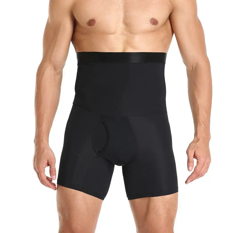 Men's tummy control shaping shorts for a slimmer look. Compression men's underwear.