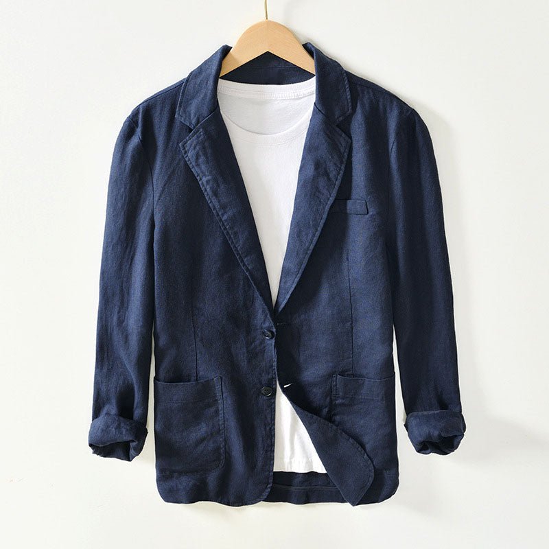 Men's Tuscan Linen Blazer with Notch Lapel - Lexians