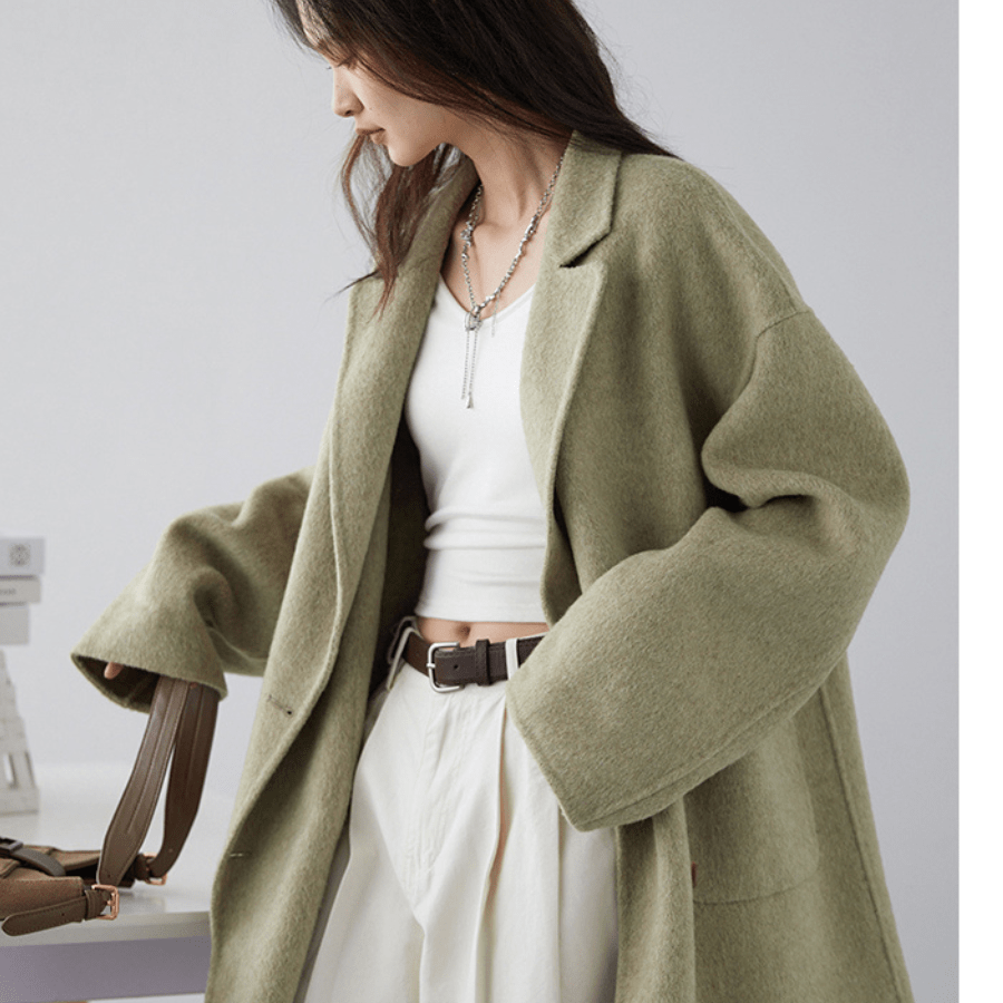 Men's Wool Trench Coat - Double - Breasted, Oversized Fit - Lexians