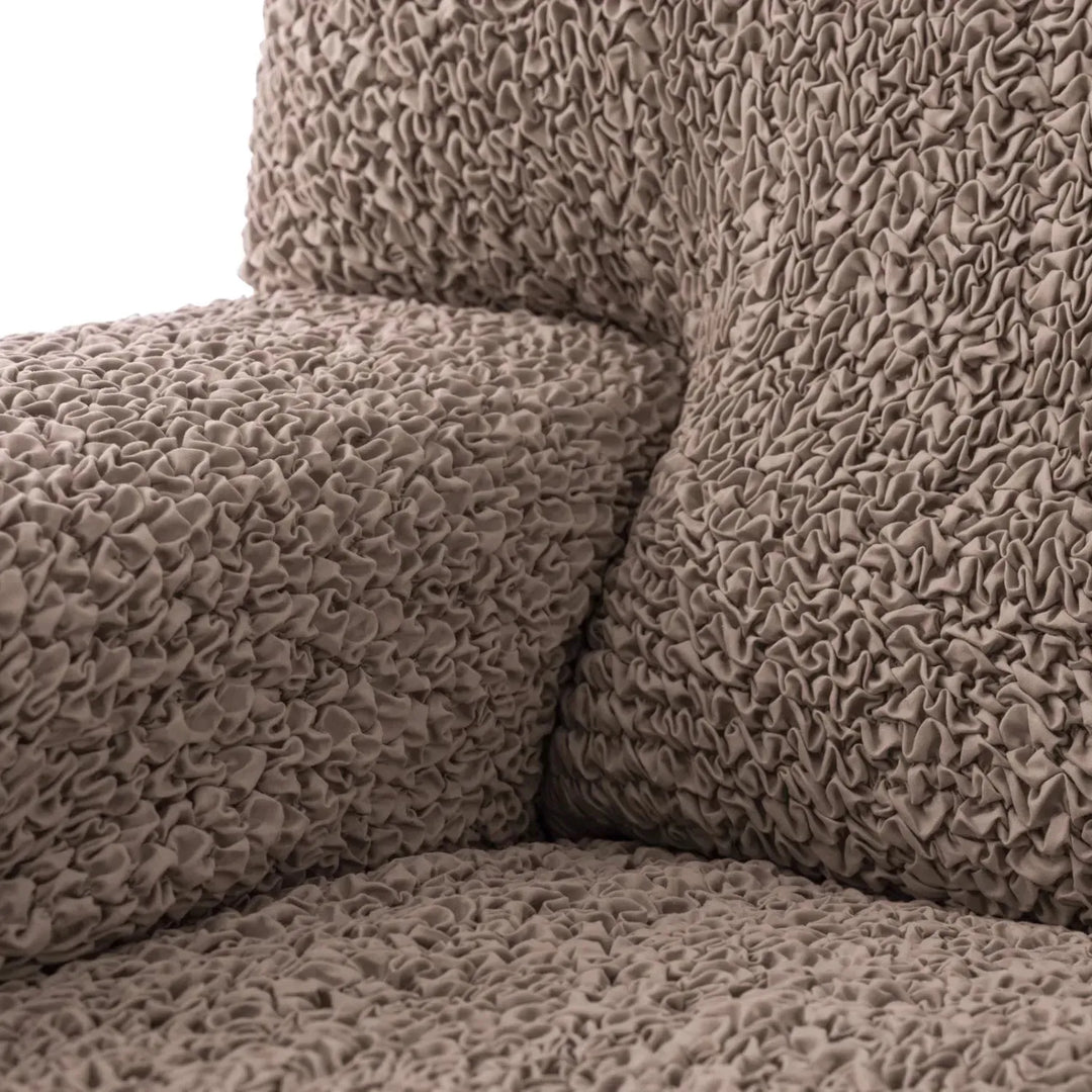 "Microfiber 3-seater recliner slipcover in light grey, versatile fit; transforms decor with protective, stylish cover."