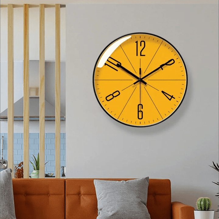 Decorative silent Nordic wall clock, modern aesthetic for a living room, office, or kitchen wall.