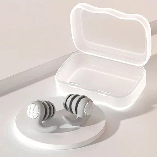 "Noise Cancelling Silicone Earplugs, reusable, colorful set, soft silicone material, tech gadgets, comfort fit, serene use."