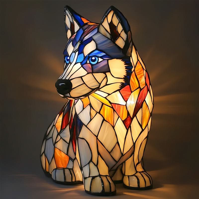 Artistic shimmering LED cat statue night light, USB, ideal for ambient lighting.