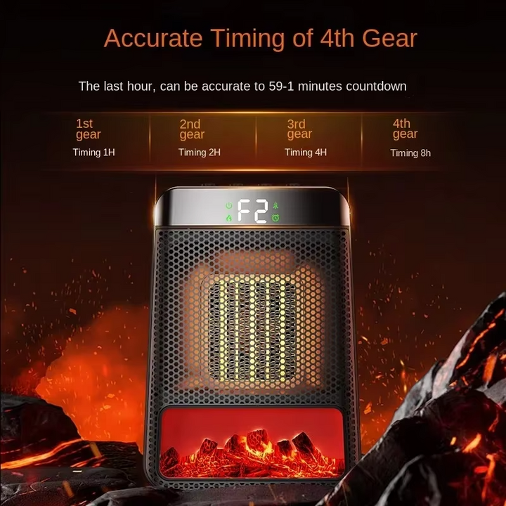 "Sleek compact electric heater with PTC ceramic tech, fast heat and energy-efficient, perfect for bedrooms and offices."