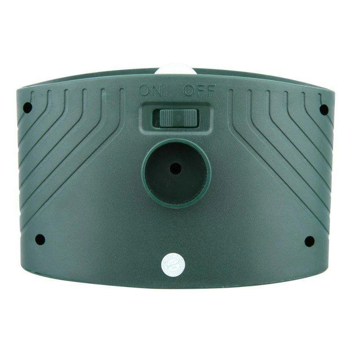 "Solar-powered ultrasonic rabbit repeller with dual sensors and LED lights for effective garden protection against rabbits."