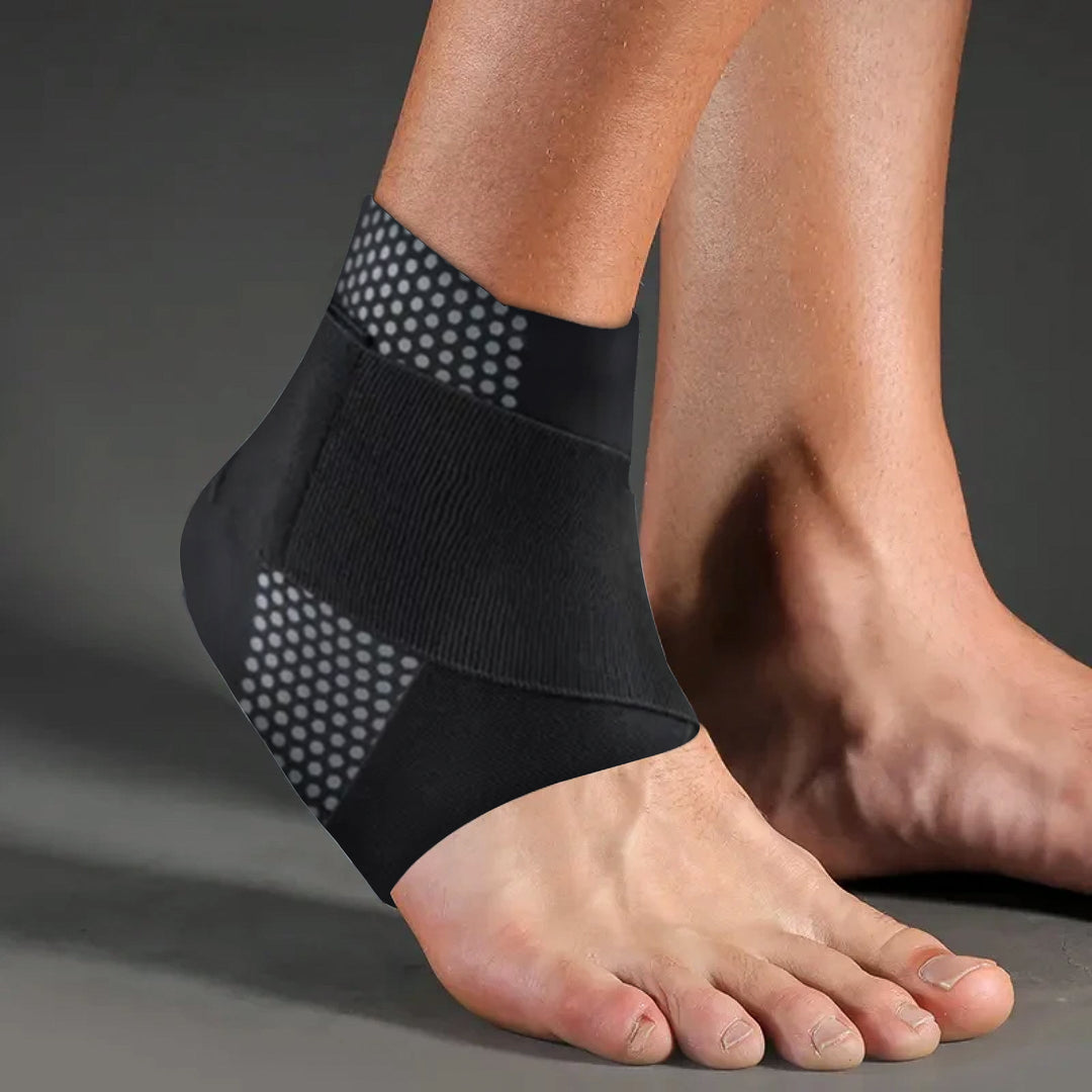 Beige ankle support for soccer players. Unisex brace for injury prevention, sprain support & training.