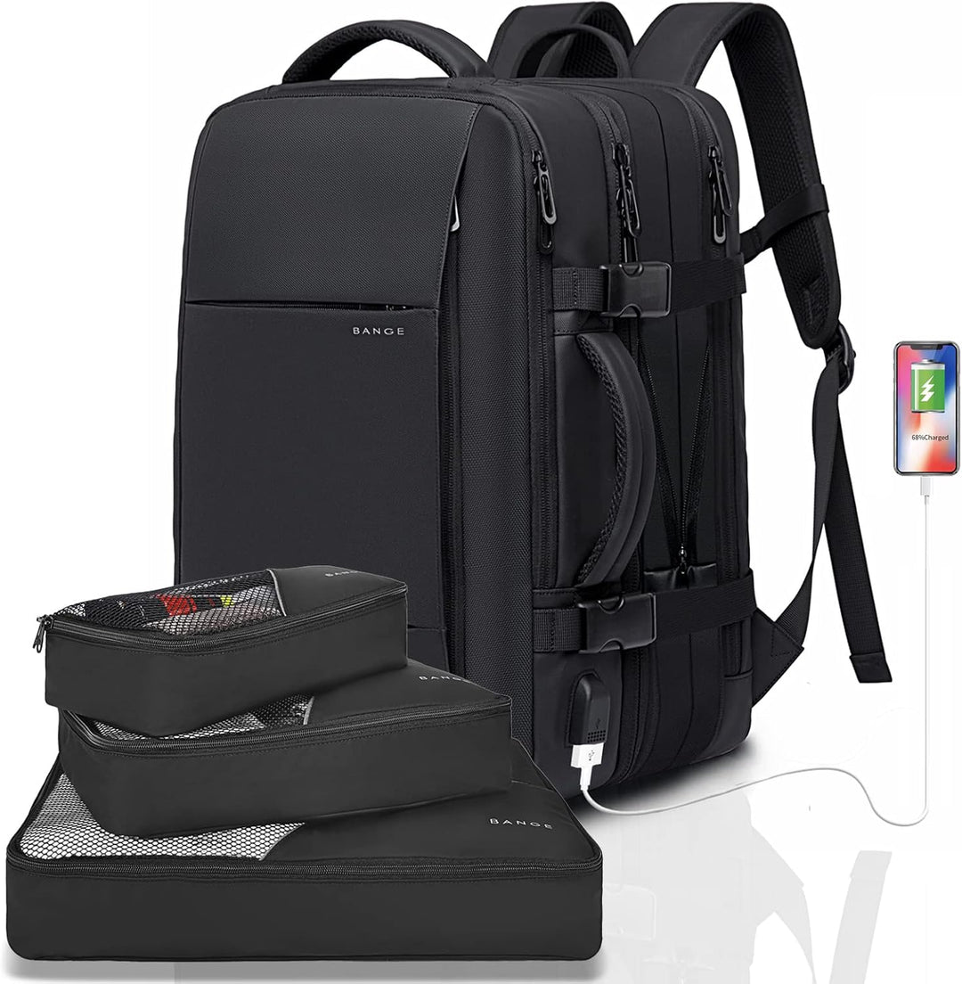 Multi-functional travel accessory: 26-45L expandable backpack with laptop sleeve.