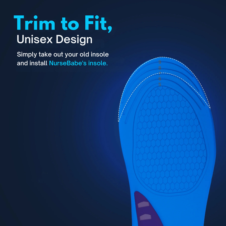 Unisex foot support insoles with advanced gel technology, perfect for workwear and long-lasting comfort.