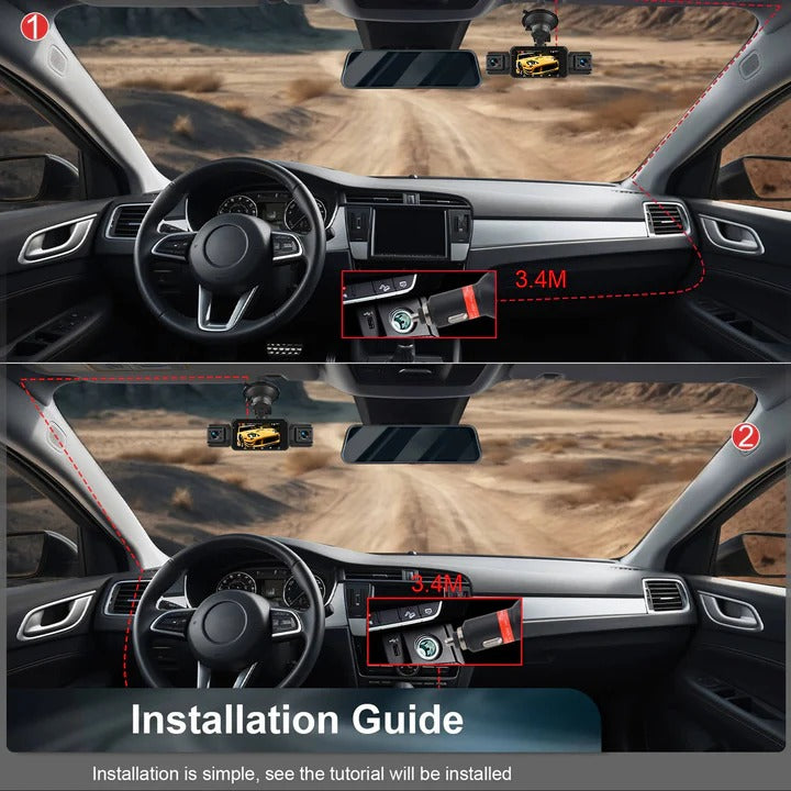 Enhanced vehicle protection with 4-camera WiFi dash cam. Front, rear, G-sensor, parking monitor, night vision.