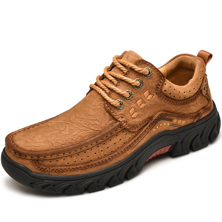 Stylish women's brown leather orthopedic boots, slip-resistant, perfect for fall fashion
