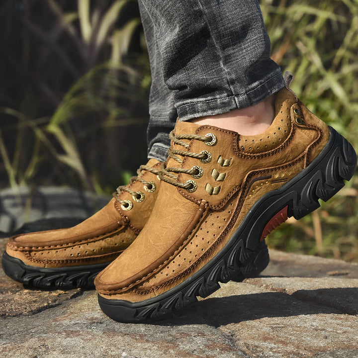 Cozy women's brown leather orthopedic ankle boots, perfect for winter, offering warmth and comfort