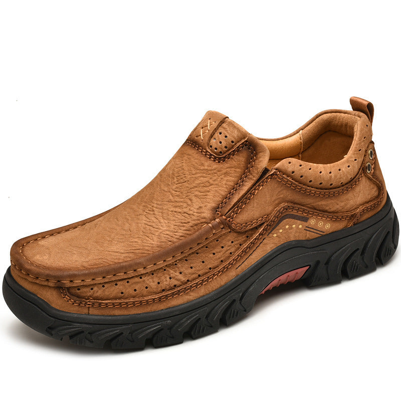 Detail of genuine leather on women's comfortable orthopedic ankle boots, fall fashion essential