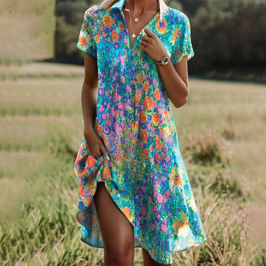 Women's boho floral summer maxi dress, perfect for beach vacations & elegant casual wear.