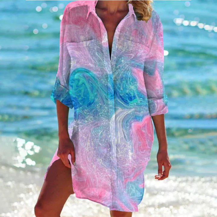 Effortless women's short dress, a versatile button-up mini ideal for spring, summer, and casual occasions.