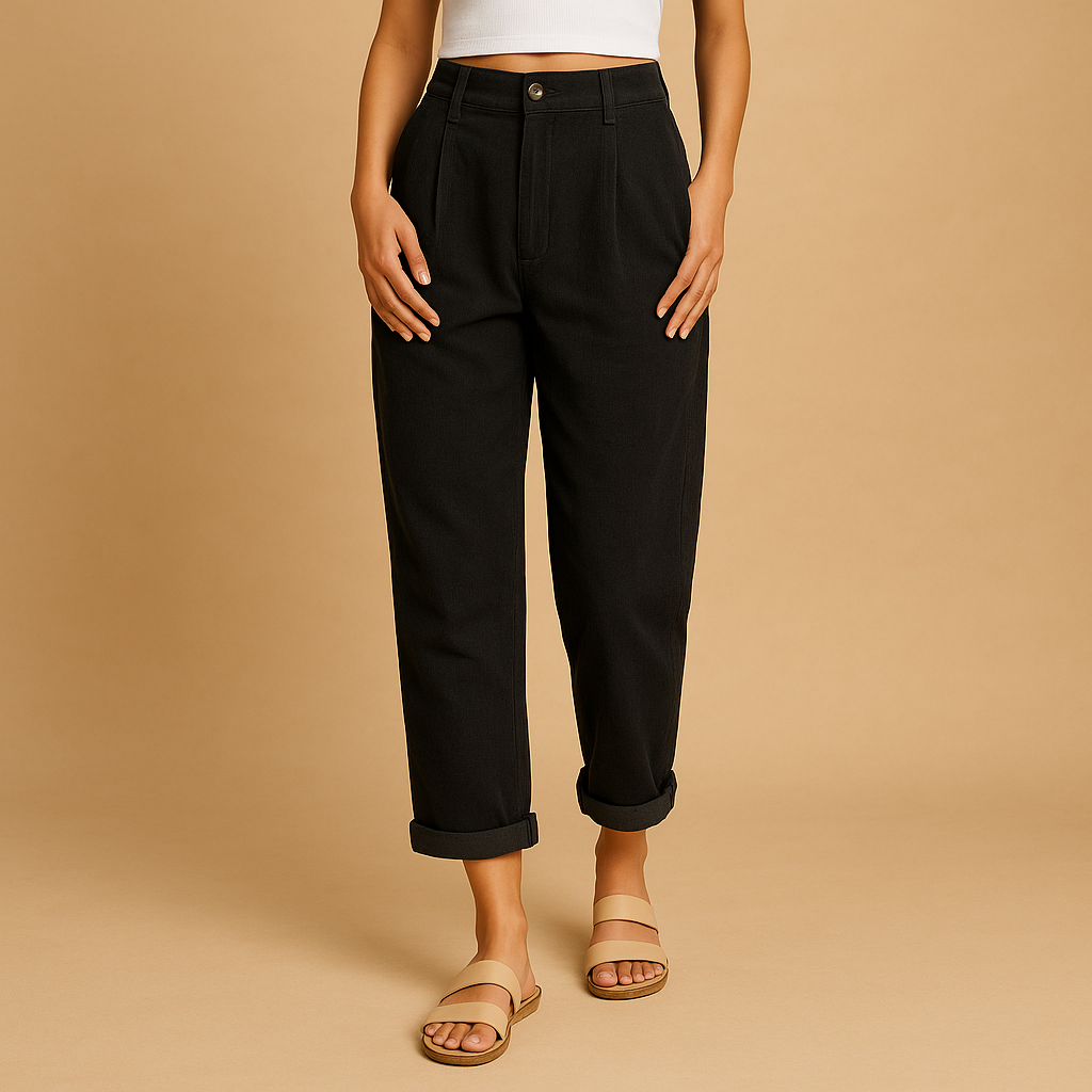 Women's high waist corduroy pants, relaxed fit straight leg trousers for casual autumn fashion.