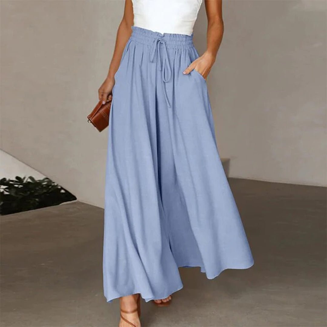 Stylish women's wide leg palazzo pants for summer, high waisted & comfortable.
