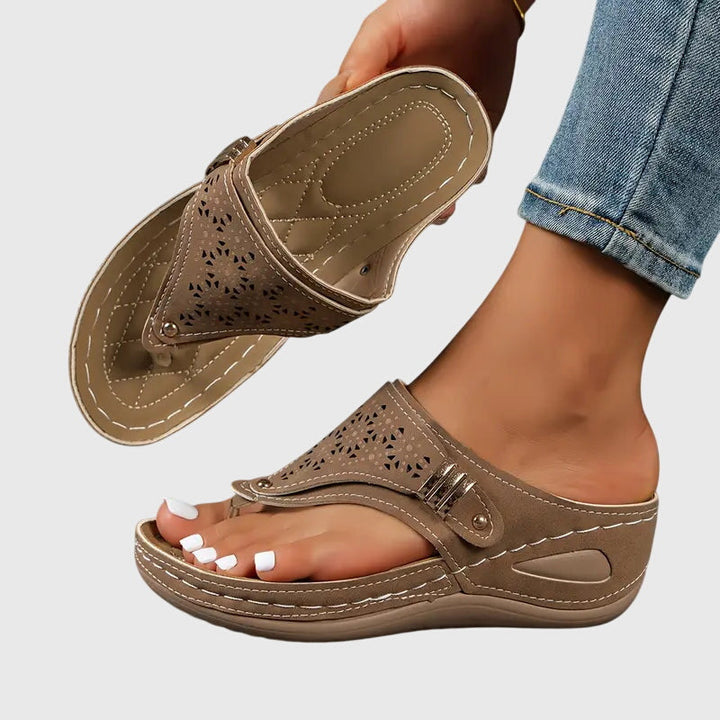 Women's Kaylie orthopedic wedge sandals, slip-on comfort with arch support for foot pain relief.