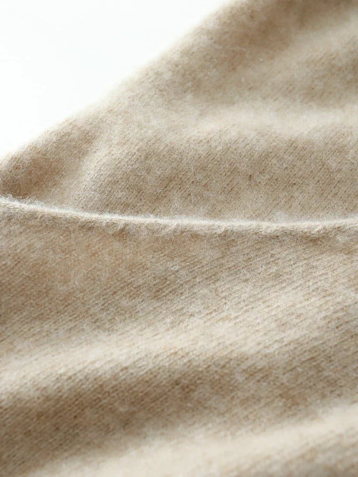 Soft knit women's top, the Luxe Cashmere Knit Crossover Sweater, perfect for sophisticated style