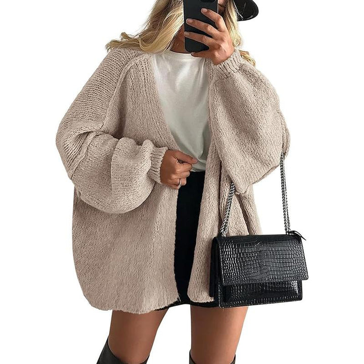 Women's luxe knit open front cardigan, relaxed fit, cozy acrylic blend for layering