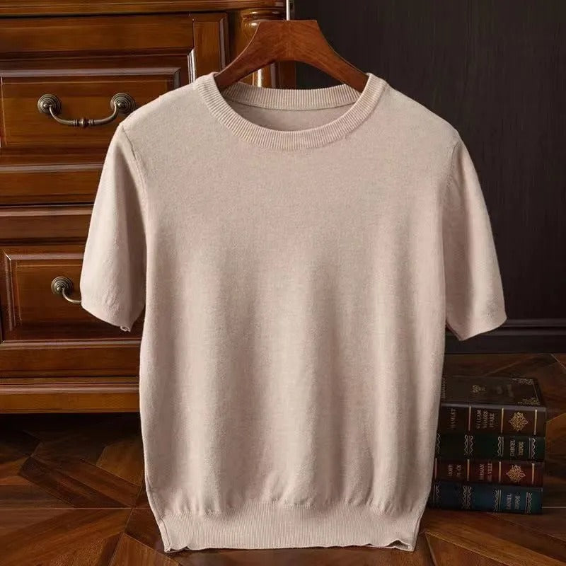 Cashmere women's long sleeve tee. Soft premium knit top, a luxurious crew neck for casual comfort.