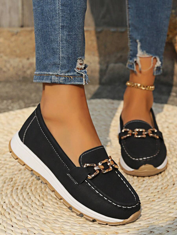 Women's orthopedic comfort loafers with non-slip sole, elegant casual flats for active women.