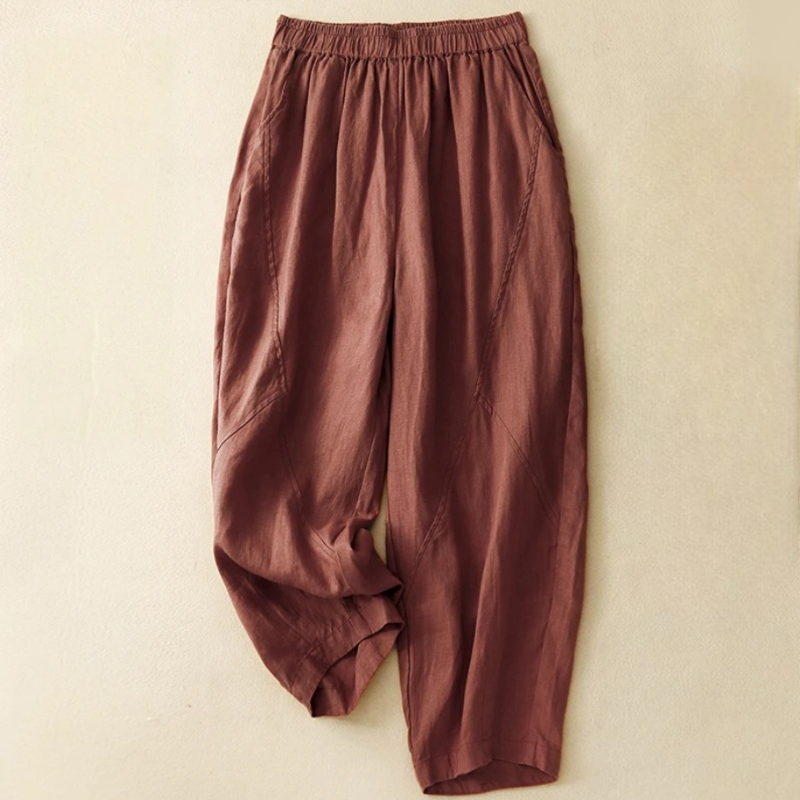 Flowy ankle-length women's Palermo linen blend pants, comfortable and stylish for summer fashion