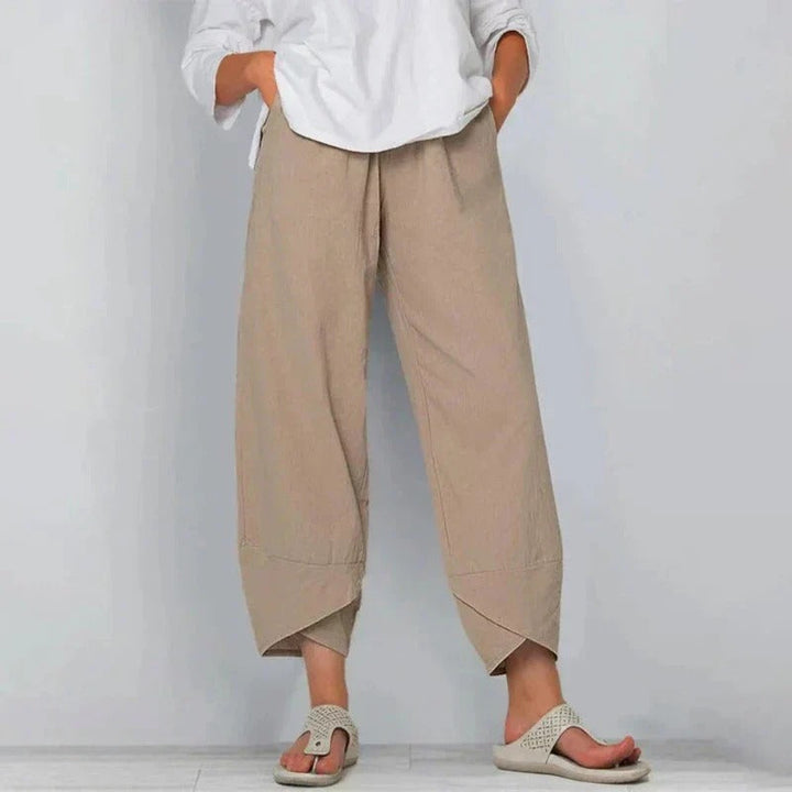 Chic women's summer pants with a tapered leg, styled for versatile casual wear and effortless spring fashion.