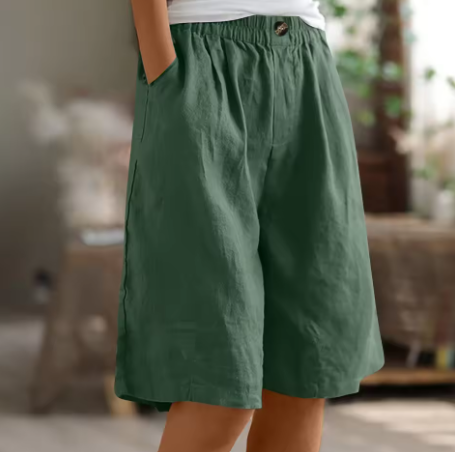 Versatile women's wide leg Bermuda shorts, perfect for pairing with various tops for effortless summer style.